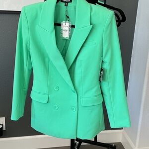 Express Mint Green Double-Breasted Blazer 4 Piece Shorts Suit NWT 6